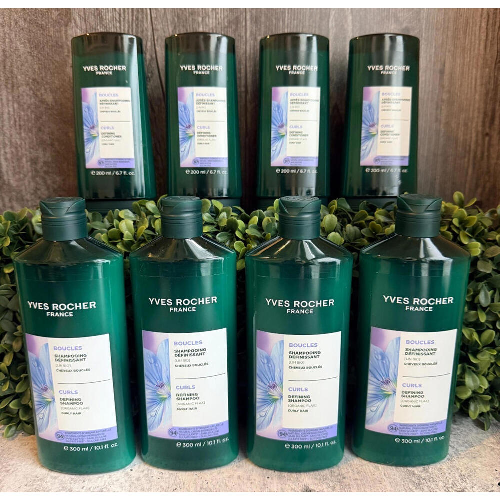 Yves Rocher CURLS DEFINING Shampoo and Conditioner - HUGE LOT OF 8 BOTTLES